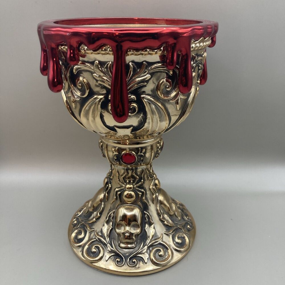 Bath and Body Works Gold Blood Drip Chalice 3 Wick Halloween Candle Holder 2023 - Picture 2 of 9